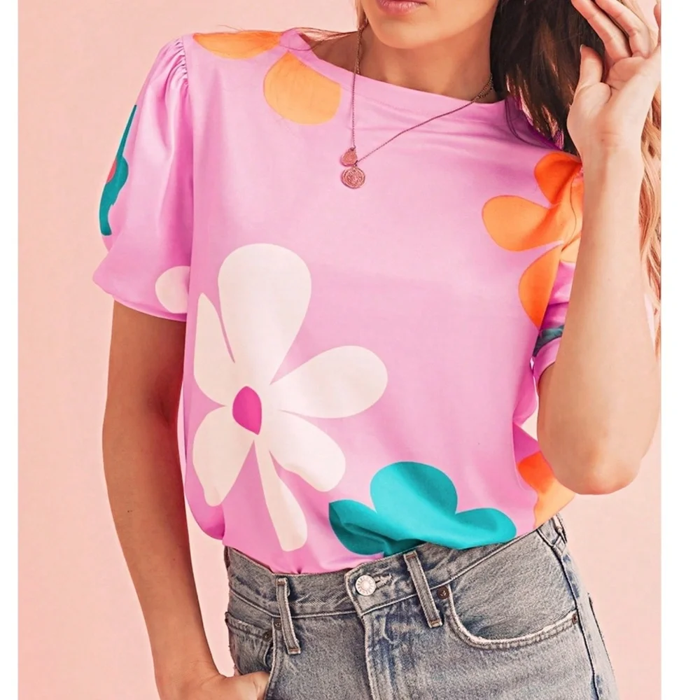 BellanBlue Pink Floral Blouse - Picture 4 of 5
